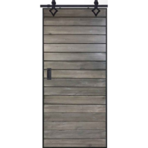 BarnCraft Knotty Alder Horizontal Iron Plank Door BDKAHIP 1028 78388